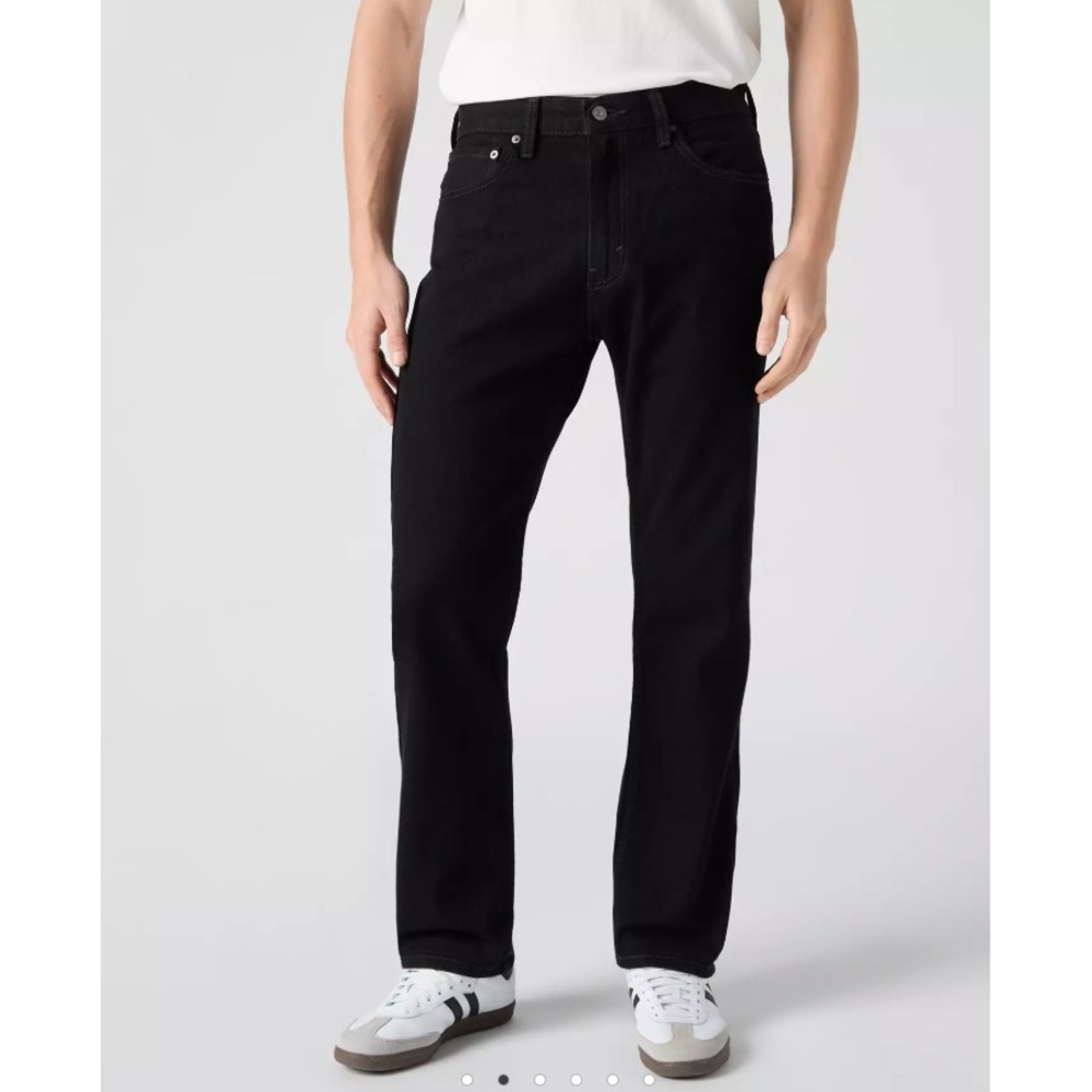 Levis 505 Jeans Men 38x34 (36x32) Black Denim Straight Leg Cotton Regular Casual
